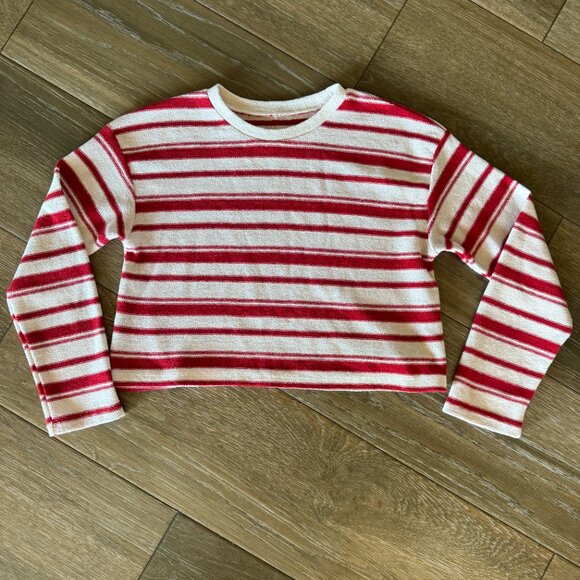 Zara women'sred and white striped cropped sweater size small - Picture 2 of 5